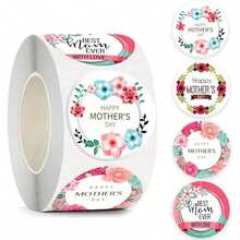 500pcs/Roll Mother's Day Decorative Sticker Series, Non-Adhesive Stickers Suitable For Parties, Cards, Gift Box Sealing - Multicolor - View 1