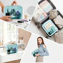 Neon Pouch Small, Makeup Bag, 7"X2.3"X4.7" Size TSA Approved Toiletry Bag, Clear Travel Bags For Toiletries, Clear Cosmetic Bag For Women And Men Small (Transparent (Black Bone)) - 閃電圖案+5套 - 查看 6