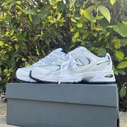 New S-Balance MR530SG Classic Retro Mesh & Synthetic Leather Casual Sneakers, White & Silver Unisex