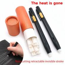2pcs Pen Holder + 20pcs Refill Disappearing Marking Chalk, New Retractable Invisible Marking Pen, High Temperature Vanishing Marking Powder For Clothing Sewing, Refillable Wax Chalk Pencil - [Retractable Invisible Pen] 2 Pens + 20 Refills - View 2