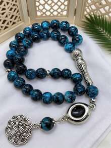 33pcs Ombre Muslim Prayer Beads Tasbih, Islamic Daily Prayer Rosary, Unisex Arabic Style Bracelet - Floral Single Ear - View 4