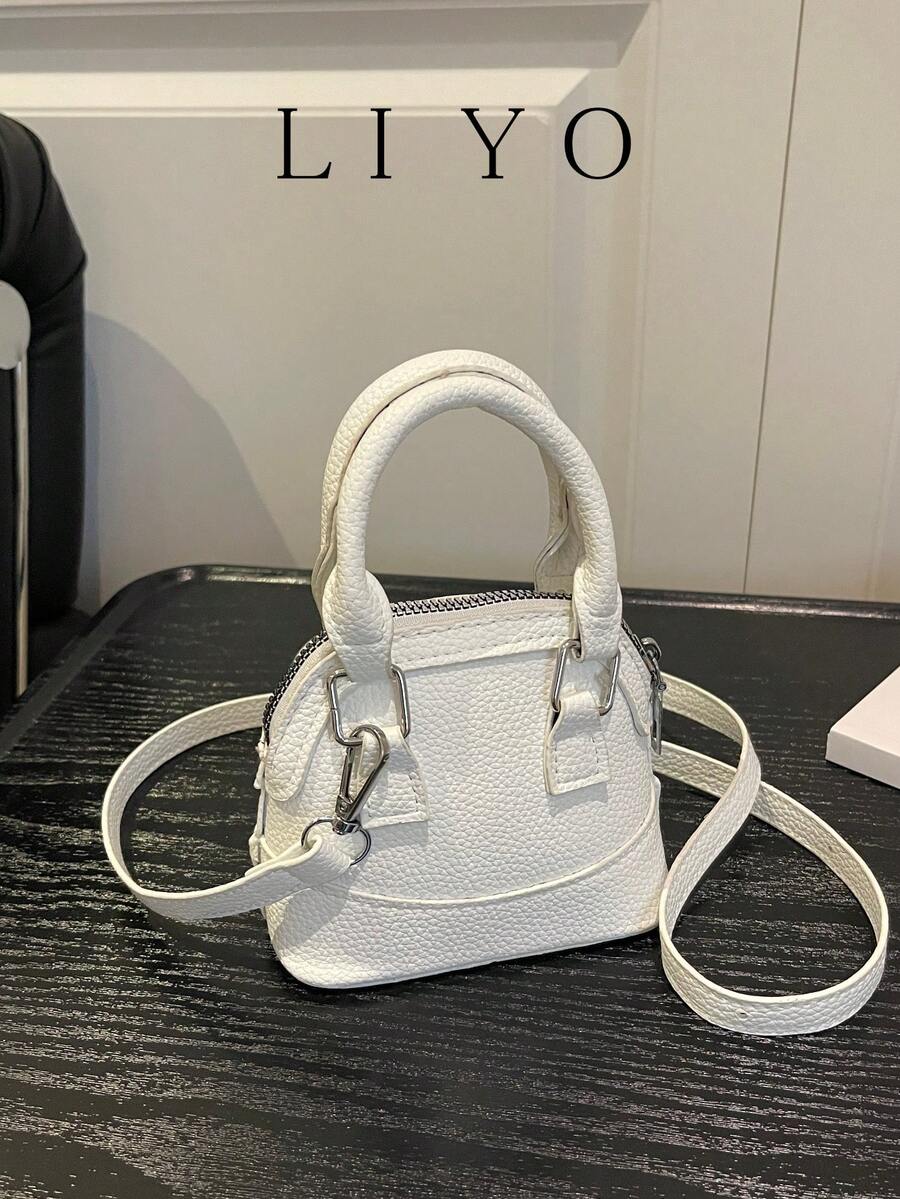 Fashionable Mini Handbag, Women's Chic Versatile Solid Color Litchi Texture Small Shell Bag With Adjustable Shoulder Strap
