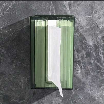 1 Pack, Wall Mounted Towel Box, Can Store Face Towels Or Tissues, No Drilling Required, Suitable For Kitchen And Bathroom, Home Bathroom Decoration, Bathroom Storage Supplies, Double-Sided Adhesive On Smooth Surfaces Such As Glass Tiles