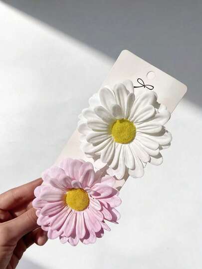 2Pcs Simple Solid Color Flower Hair Clip, Original Design 10cm Large Hair Clip, Women's Hair Accessory, Suitable For Daily Wear And Matching Clothes, Beach Vacation, Party Gatherings, Weddings, Fashion Accessories, Claw Clips