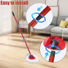 Spin Mop OCeda EasyWring Microfiber Spin Mops, 2 Microfiber Mop Refills 4 - Section 30 - To - 58 Inch Mop Stick And 1 Base Combo Set (White(1 System) - 2 Refills+1 Base+1 Handle(1 Tank System) + Red - View 6