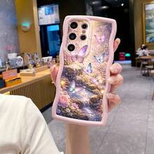 1pc Wavy Butterfly Camera Protection Shockproof Phone Case, UV Printed Suitable For Galaxy/////MOTO/ Android Models - Pink - View 6