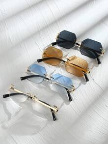 一副多边形女士奢华无框金属时尚眼镜，适合各种场合 - 彩色 - 查看 1