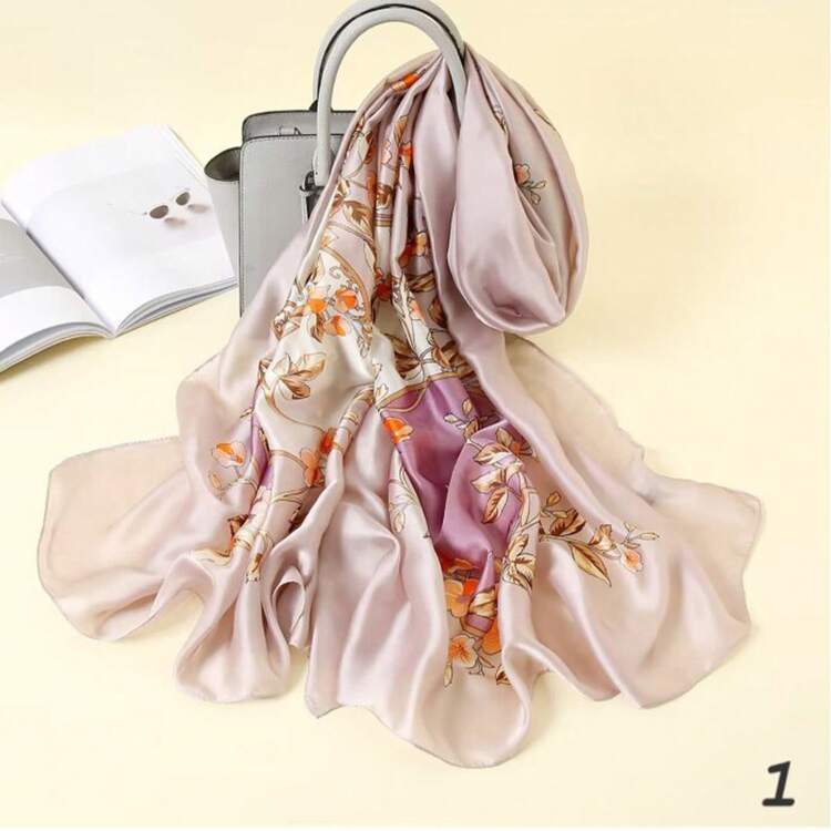 Pañuelo de seda para el sol de verano - Regalo de alta gama, exquisito y lujoso para primavera y verano.Nuevo estilo de pañuelo de seda con un estampado sofisticado, chal largo hecho de satén de seda genuina de , pañuelo de seda protector solar. - 30 - Añade 29