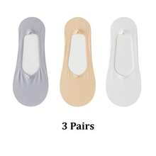 1/3/5 Pairs Spring And Summer Ice Silk Boat Socks For Women, Anti-Slip, No Heel Slipping, Invisible Socks, Thin Low-Cut Socks, Breathable Cool Socks - Multicolor - View 21