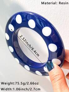 1 chiếc vòng tay nhựa màu xanh dương kiểu retro, thiết kế sọc và chấm bi mới, trang sức unisex, phù hợp cho mọi mùa, bề mặt bóng, màu sắc tươi sáng. - Nhiều màu - Xem 4