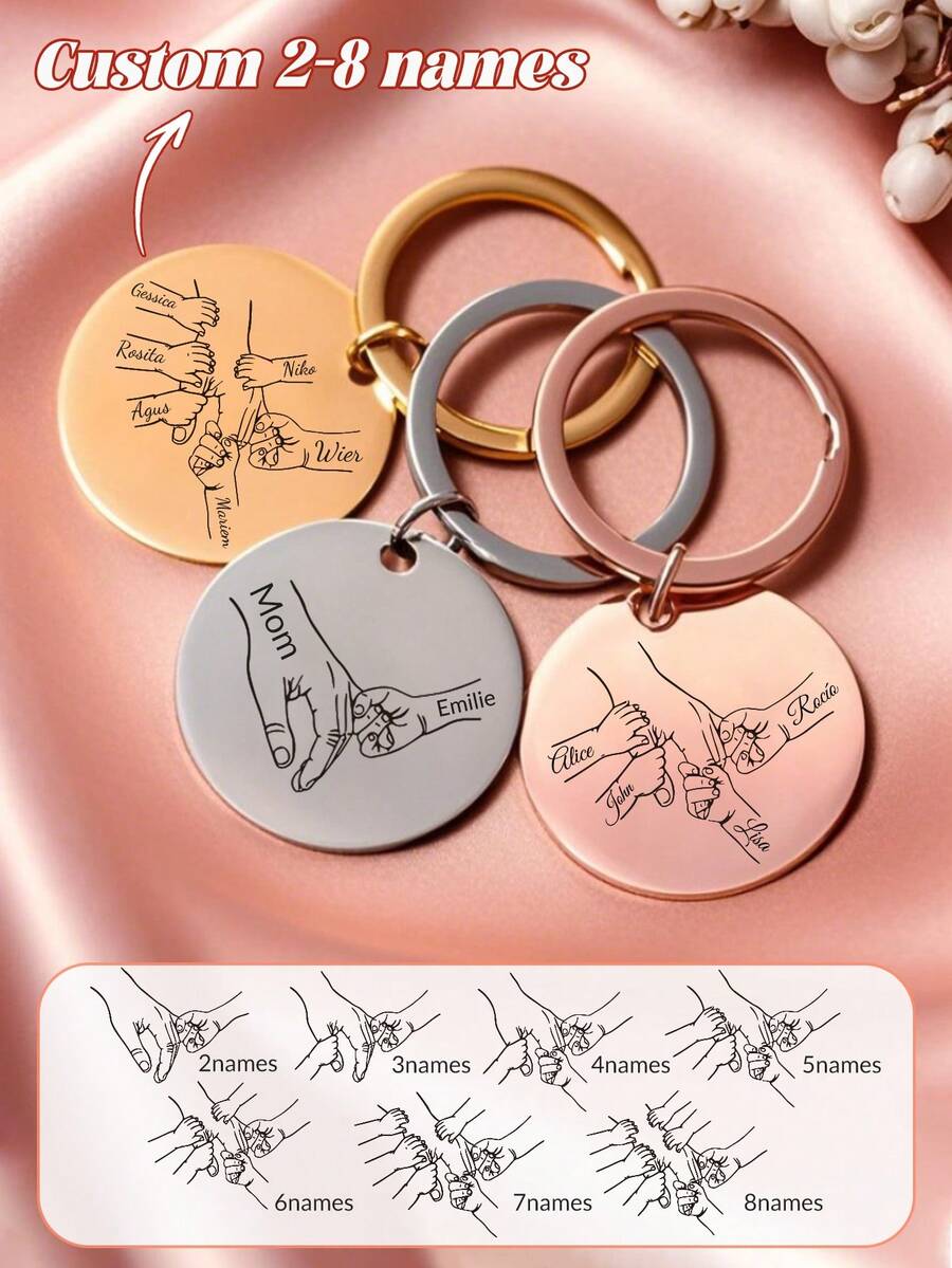 Personalized Family Keychain, Double-Sided Custom Keychain, Bag Accessory Keychain, Mother's Day Gift, Birthday Gift, Father's Day Gift - Multicolor - View 1
