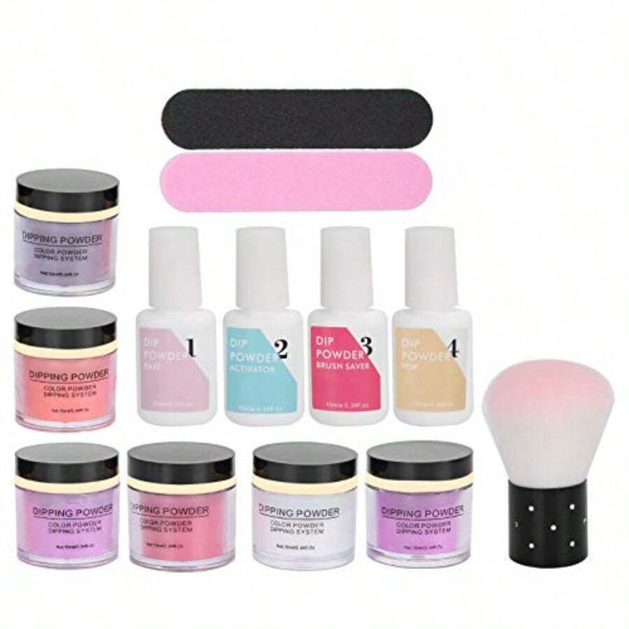 Kit de esmalte en polvo para uñas 6 colores incluye base agente secante solución limpiadora y pincel. Apto para uso doméstico y profesional. 10 ml/frasco. - 03 - Ver 1