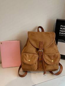 2025新款休闲大容量多功能旅行背包，时尚学生背包 - 棕色 - 查看 3