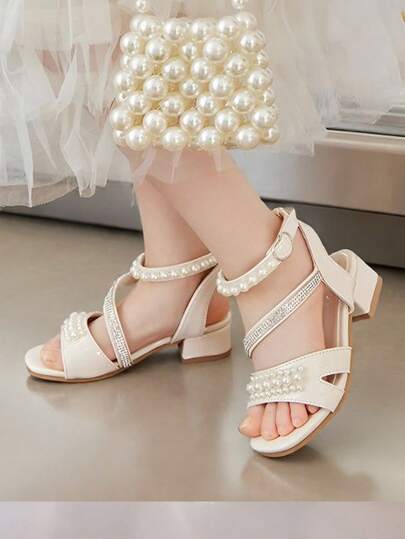 女童公主高跟凉鞋，春夏新款，适合大龄儿童，可搭配正式礼服/派对鞋