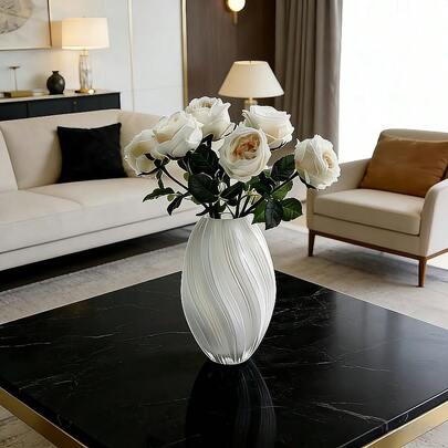 8-Inch Colorful Glass Vase, For Desktop Center Decor, Home Office Desk Ornament, Modern Bohemian Style Flower Vase