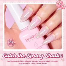 Nail Nook Gel Nail Polish Set - 119 PCS 100 Colors Gel Polish Kit Base Glossy Matte Glitter Top Coat Glitter Pearl Cat Eye White Red Pink Nude Uv Led Nails Easter Gift For Women - 6 Colors Taste of Spring - 查看 5