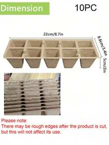 10 Sets (100pcs Total) Seedling Starter Trays, Pulp Paper Nursery Cups, Disposable Paper Pulp Nursery Cups, Square Planting Pots, Seed Cups, Succulents & Vegetable Germination Plant Nursery Trays - Seedling Paper Cups - View 7