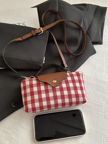 1个时尚迷你方形包，女士多功能单肩包/斜挎包，纯色小钱包，适合装手机、零钱、口红等，日常通勤必备 - 紅白色 - 查看 7