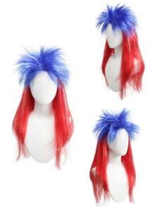 Tóc giả cá tính, nổi loạn màu vàng cam: Giải phóng năng lượng mạnh mẽ, nổi loạn của Punk và Metal với kiểu tóc giả tương phản cao này, nổi bật với phần đỉnh đầu màu vàng nhọn và các sợi tóc hai bên màu cam rực lửa, lý tưởng để hóa thân thành những biểu tượng chống đối chính quyền, dân chơi đường phố và những người nổi loạn thời trang khác biệt tại các lễ hội âm nhạc và các buổi biểu diễn ngầm. - Nhiều màu - Xem 7