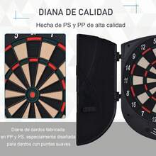 HOMCOM Diana Electrónica Digital Diana con 6 Dardos hasta 8 Jugadores Marcador Puertas Laterales Pantalla LCD y 26 Juegos 44x4,4x50 cm Negro - Negro - Ver 5