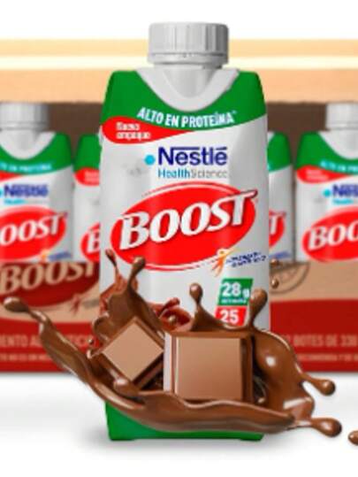 Boost Alto en Proteína Suplemento Alimenticio Sabor Chocolate, Caja de 12 piezas de 330ml c/u