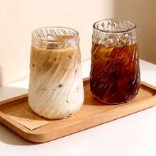 1/2/4pcs Set Elegant Tornado Glass Cup, 420ml/14.3oz Innovative Cocktail Glass, Engraved Beer Mug, Clear Coffee Cup, Beverage Cup, Iced Tea Cup, Tea Set Container, Portable Insulated Coffee Container, Milk Tea Cup. Reusable Glass Cup. - Multicolor - View 10