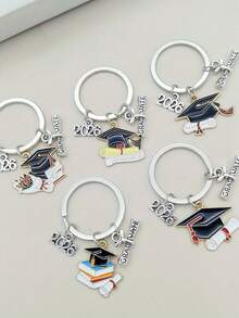 10 piezas Juego de llaveros de graduación 2026, con gorro y credenciales, llavero colgante de regalo de temporada de graduación, adecuado para colgar en la mochila, decoración, regalos de graduación, regalos de fiesta - Multicolor - Ver 9