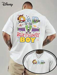 Disney Official Licensed Toy Story "Dad Of The Birthday Boy" Double-Sided Graphic T Shirts 100 Percent Cotton Disney Shirt Washed 220g Unisex - White - View 1
