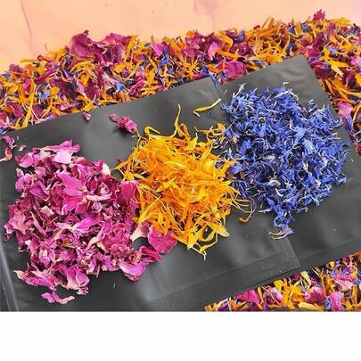 1pc 200/340g Candle Dried Flower Fragrance Set With Rose Petals + Chrysanthemum + Forget-Me-Not, Suitable For Soap & Candle Making, Preserved Flower DIY, Holiday & Wedding Decor, Confetti, Home Fragrance, Bath & Shower, Closet & Kitchen Freshener, Includes Real Dried Red Rose Petals For Foot Bath, Body Spa, DIY Crafts
