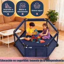 Corrales Para Bebés corralitos Plegable De Juegos Bebés Y Niños Corralito Hexagonal Transportable Corral De  Gimnasio Con marco de tiro Material de acero inoxidable Para Interior Exterior - Azul oscuro - Ver 1