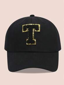 1 buah Topi Baseball Anak-Anak dengan Huruf Hitam, Topi Pelindung Matahari untuk Anak Laki-Laki dan Perempuan, Cocok untuk Aktivitas Luar Ruangan dan Penggunaan Sehari-hari - Label hitam dan emas - topi baseball kain hitam - View 11