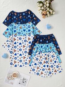 Women's Comfortable Casual Pajama Set - Multicolor - View 3