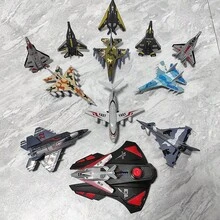 6 piezas de juguetes de modelos de avión de aleación con lanzador negro, aviones de combate de lanzamiento/catapulta, adecuados para regalos de cumpleaños, Navidad y Año Nuevo para niños - Negro - Ver 4