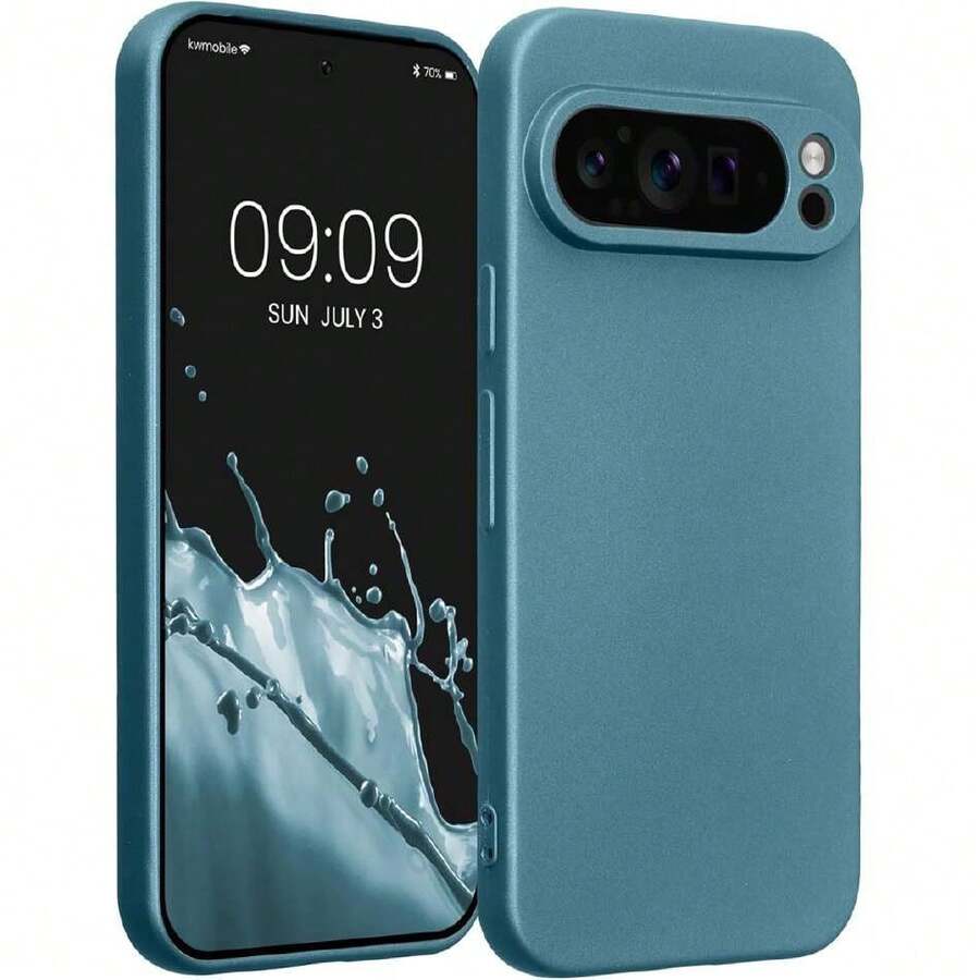 Compatible Case For Pixel 9 Pro - Ultra-Thin TPU Case With Raised Edges - Metallic Blue, 42500032 - 藕粉色 - 查看 1