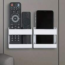 Wall-Mounted Remote Control Storage Box, Phone Charging Stand, Shell-Shaped Storage Rack, Wall-Mounted Phone Storage Box, Self-Adhesive Charging Stand, Suitable For TV, Air Conditioner, Office, Home, Kitchen, School, No Drilling Required, Autumn Home Decor, Space-Saving Storage Rack, Marker Storage Rack, Whiteboard Chalk Storage Box, Cabinet Storage Rack. - Multicolor - View 2