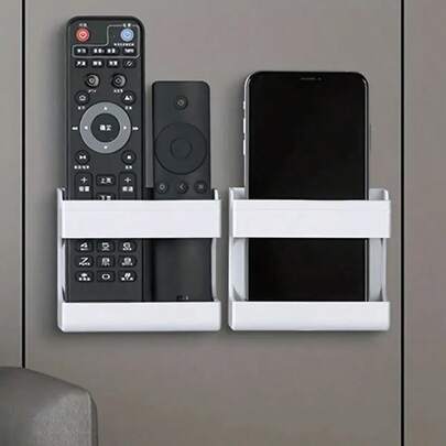 Wall-Mounted Remote Control Storage Box, Phone Charging Holder, Shell-Shaped Storage Rack, Wall-Mounted Phone Storage Box, Self-Adhesive Charging Holder, Suitable For TV, Air Conditioner, Office, Home, Kitchen, School, No Drilling Required, Autumn Home Decor, Space-Saving Storage, Marker Pen Storage Rack, Whiteboard Chalk Storage Box, Storage Cabinet Rack