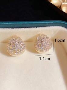 1pair Fashionable Exquisite Cubic Zirconia Teardrop Shaped Personalized Elegant Women Wedding Earrings - Bạc - Xem 3