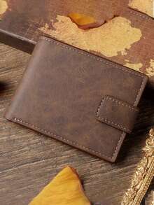 Fashionable Faux Leather Wallet - Compact Zipper Card Holder & Coin Purse, Snap Closure Card Case, "Don't Touch My Wallet" Design, Ideal Daily Use Billfold - Light Brown - View 1