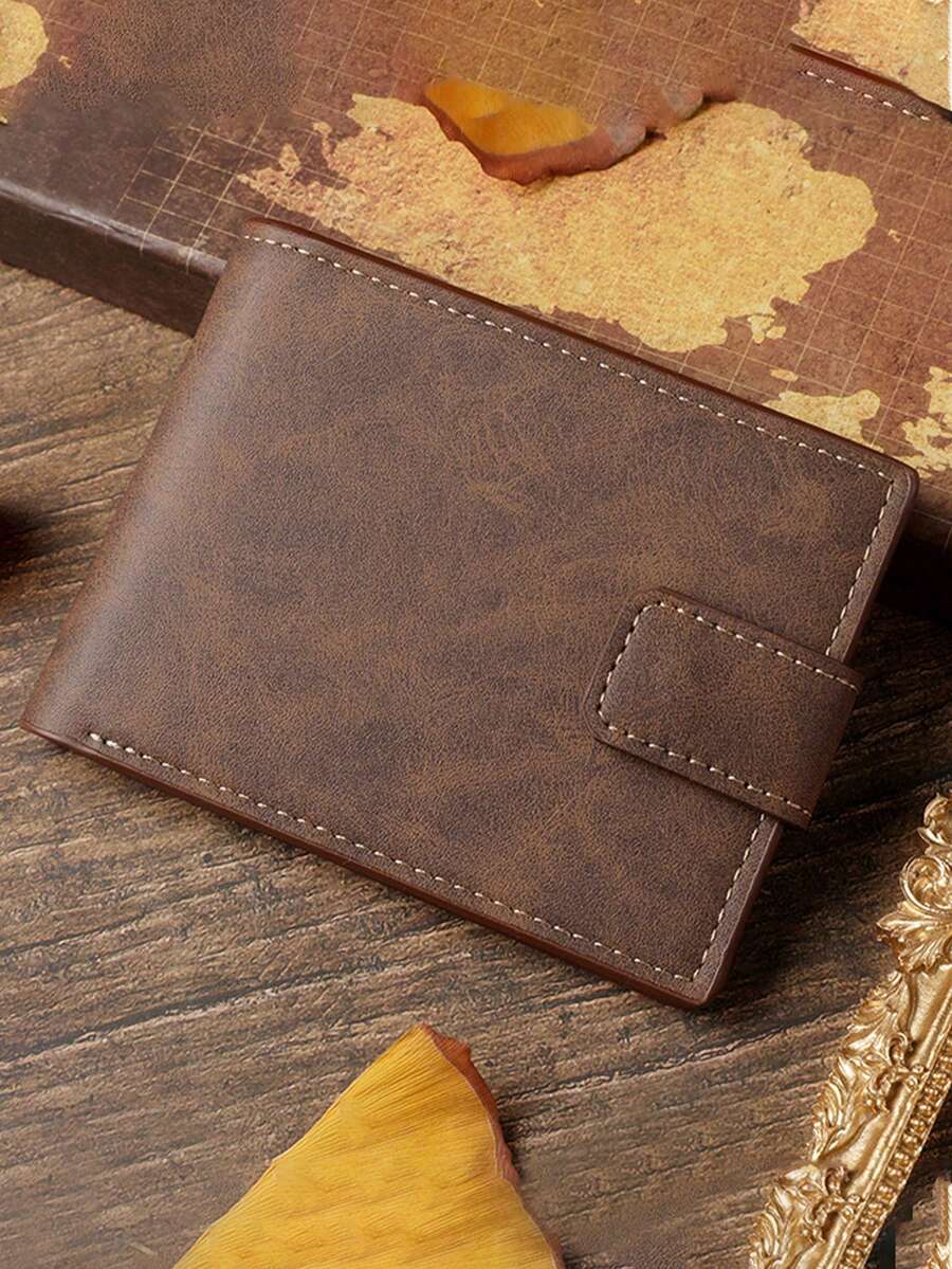 Fashionable Faux Leather Wallet - Compact Zipper Card Holder & Coin Purse, Snap Closure Card Case, "Don't Touch My Wallet" Design, Ideal Daily Use Billfold - Light Brown - View 1