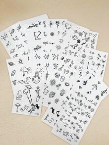 20 Sheets Small Size Temporary Tattoo Stickers For Women And Men Finger Sticker, Black Flower, Butterfly, Starry Sky, Stars, Moon, Snake Fake Tattoo, Water-Resistant Body Decals Suitable For Hand, Arm, Face, Finger And Neck Decor - Multicolor - View 5