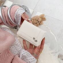 心形蝴蝶结三折钱包，韩版简约时尚女士大容量卡包 - 彩色 - 查看 6