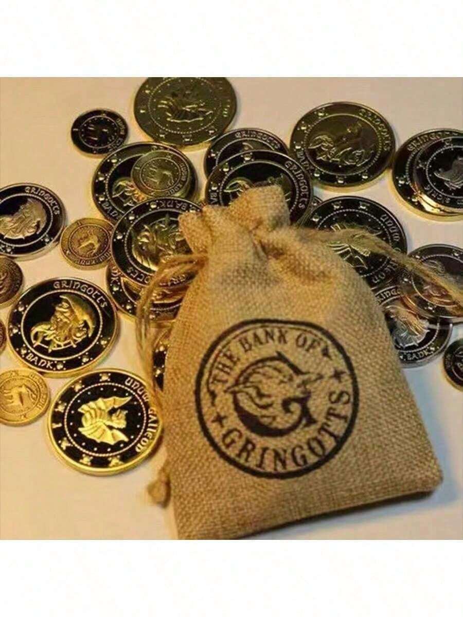 Gringotts Gold Coin - Galleon Coin Pendant - Necklace For Men - Lucky Coin - Game Prop Magic - Multicolor - View 1