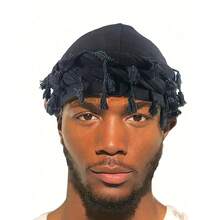 1pc Unisex Retro Tasseled Headband, Twisted Turban, Braided Beanie Halloween - 黑色 - 查看 2