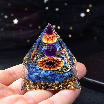 CUPIDCRYSTAL 1.97IN Natural Blue Crystal Pebbles And Amethyst Balls, The On Energy Pyramid Made Of Crystals, Decorative Crystal Items Suitable For Festivals, Perfect Crystal Gifts, Yoga Meditation Amplifier, Mother's Day And Father's Day Presents