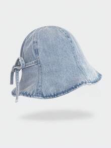 1pc Women's Washed Denim Bucket Hat, Daily Sun Protection Foldable Sun Hat - Women's Bucket Hat - View 9