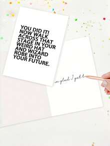 1pc Funny Graduation Card With Envelope - "You Did It! Weird Hat & Robe" Perfect Graduation Gift For Him & Her, Ideal For High & College Grads, Blank Inner Page - A - View 4