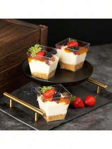 50/30/20个装，60毫升可重复使用透明迷你甜点杯（甜点摄影杯），适用于蛋糕、布丁、果冻和开胃菜，非常适合婚礼、派对、生日聚会、时尚甜点展示、户外用餐，也可用于酸奶、意式奶冻、芝士蛋糕、布丁、果冻和开胃菜，可堆叠设计，易于存放、携带和清洗。 - 查看 9