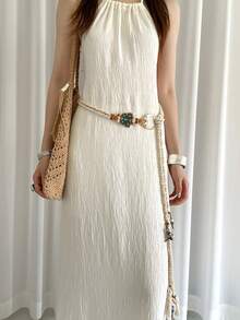 1pc Women's Beige Polyester Bohemian Style Butterfly Waist Rope - Beige - View 4