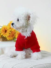 1pc Pet Dress, Dog/Cat Clothes & Accessories, New Spring/Summer Collection, Happiness Dress - Red - View 3