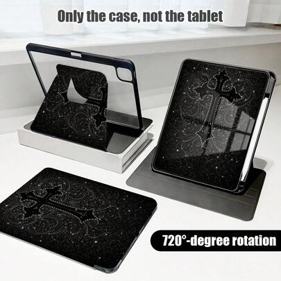 1个360°旋转翻盖支架保护套，十字纹图案，带笔槽，PU皮革材质，支持自动休眠/唤醒功能，兼容荣耀平板8/9/10、荣耀GT 11.5英寸/X7/X8A/X9/X8Pro/X9Pro/V9/V8 Pro、Matepad 11英寸（2023/2022）、Matepad 11.5英寸（2026）等机型。